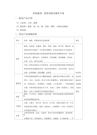 机场蔬菜、副食品配送服务方案