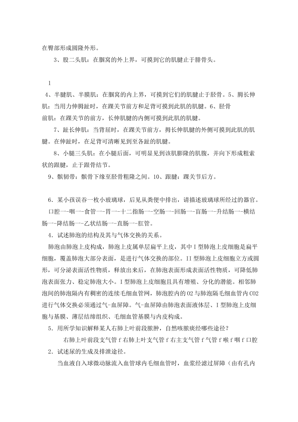 人体形态学自测题部分答案 _第2页