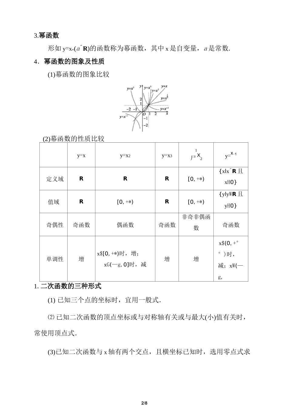 二次函数与幂函数的知识点总结与题型归纳_第2页