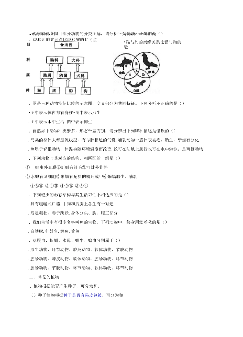 初三复习9：动植物分类与生物多样性_第3页