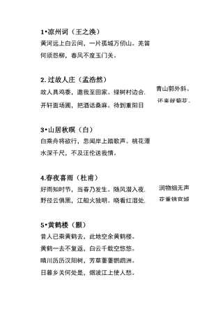 小学经典诵读篇目