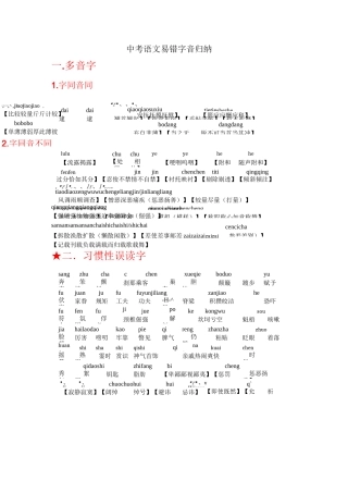 历届中考语文易错字音字形归纳(权威情况总结)