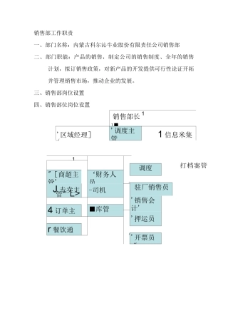 销售部门具体工作职责