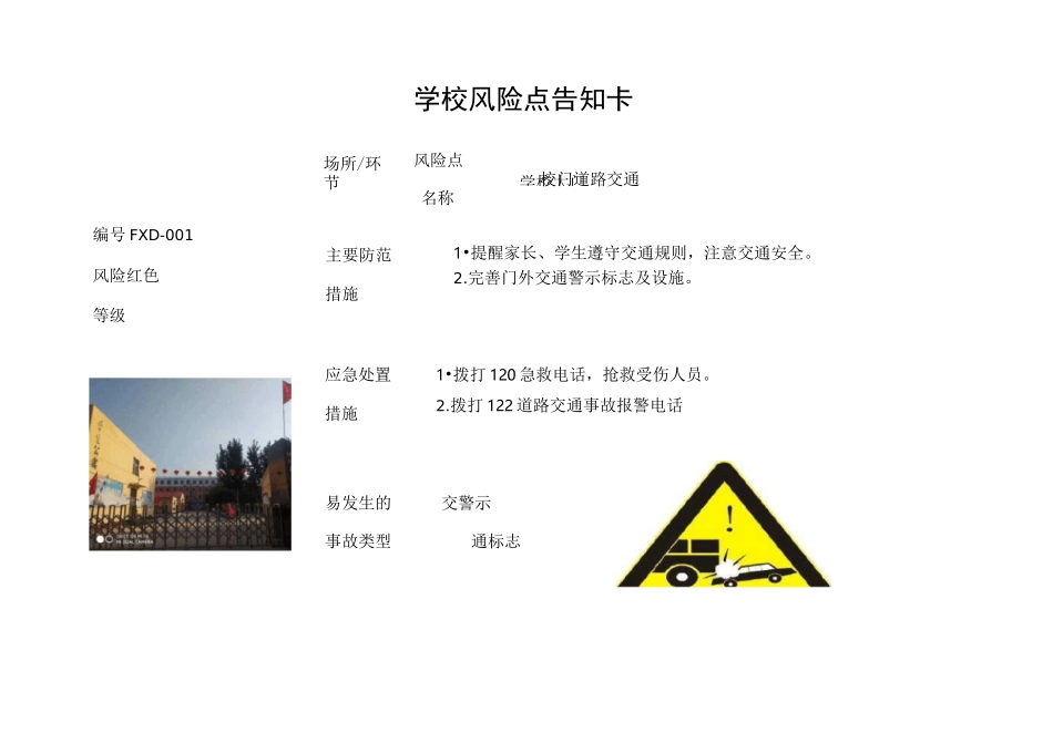 学校风险点告知卡(全套)_第1页