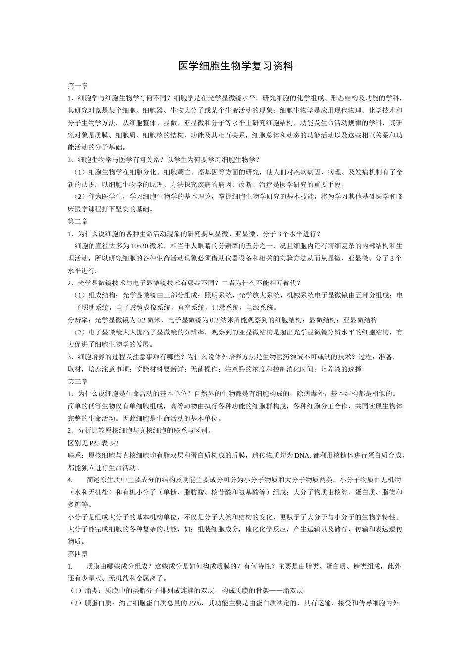 (完整版)医学细胞生物学大题总结_第1页