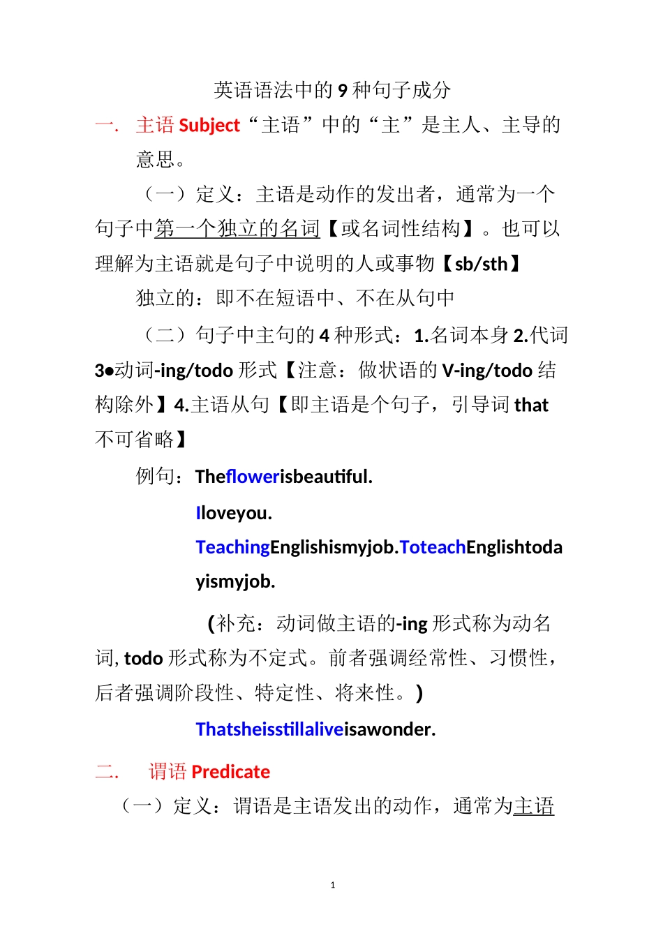 英语语法中的9种句子成分_第1页