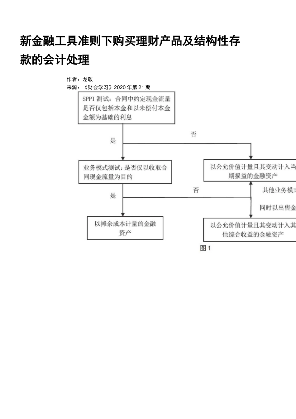 新金融工具准则下购买理财产品及结构性存款的会计处理_第1页
