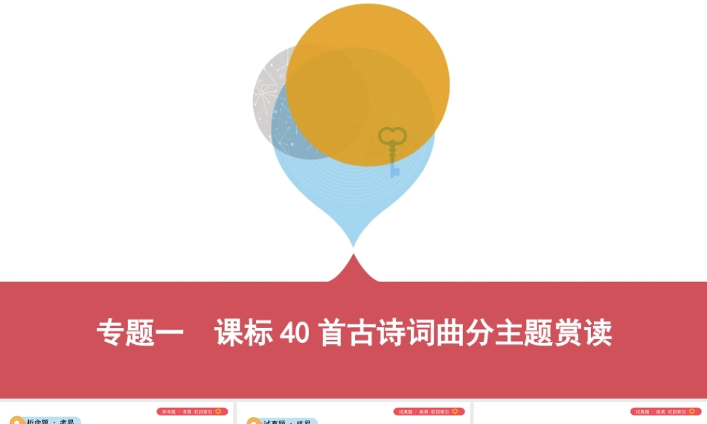1_专题一　课标40首古诗词曲分主题赏读（可编辑ppt）