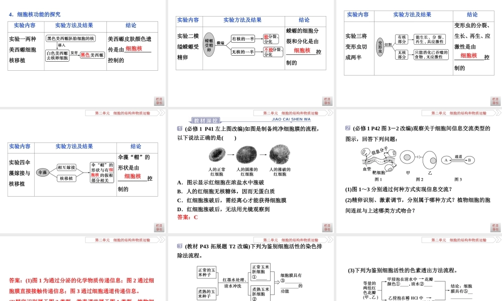 1第5讲　细胞膜——系统的边界　生物膜的流动镶嵌模型　