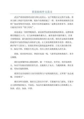 2024年青县抗疫作文