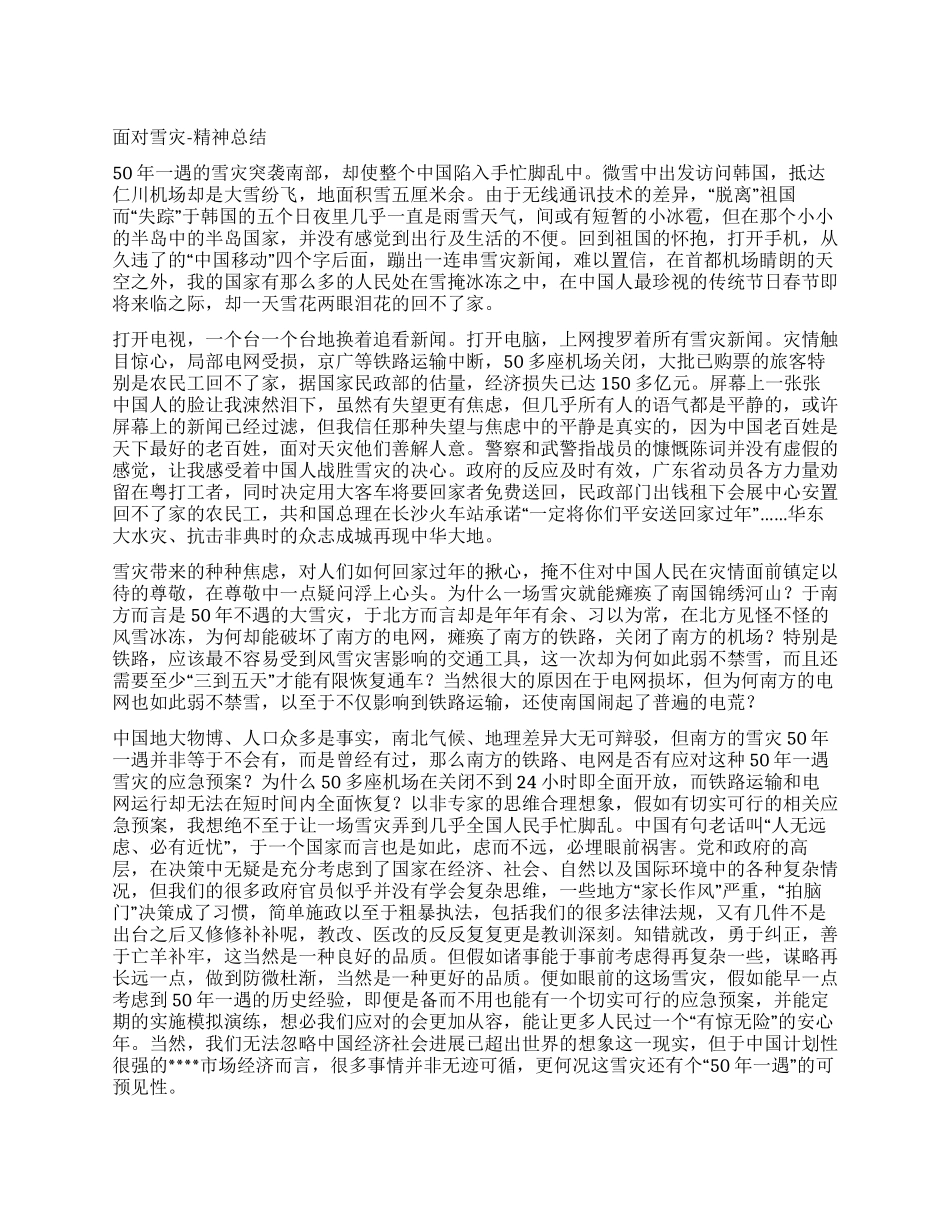 2024年雪灾的精神总结_第1页