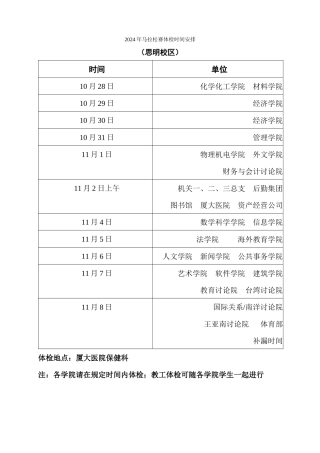 2024年马拉松赛体检时间安排