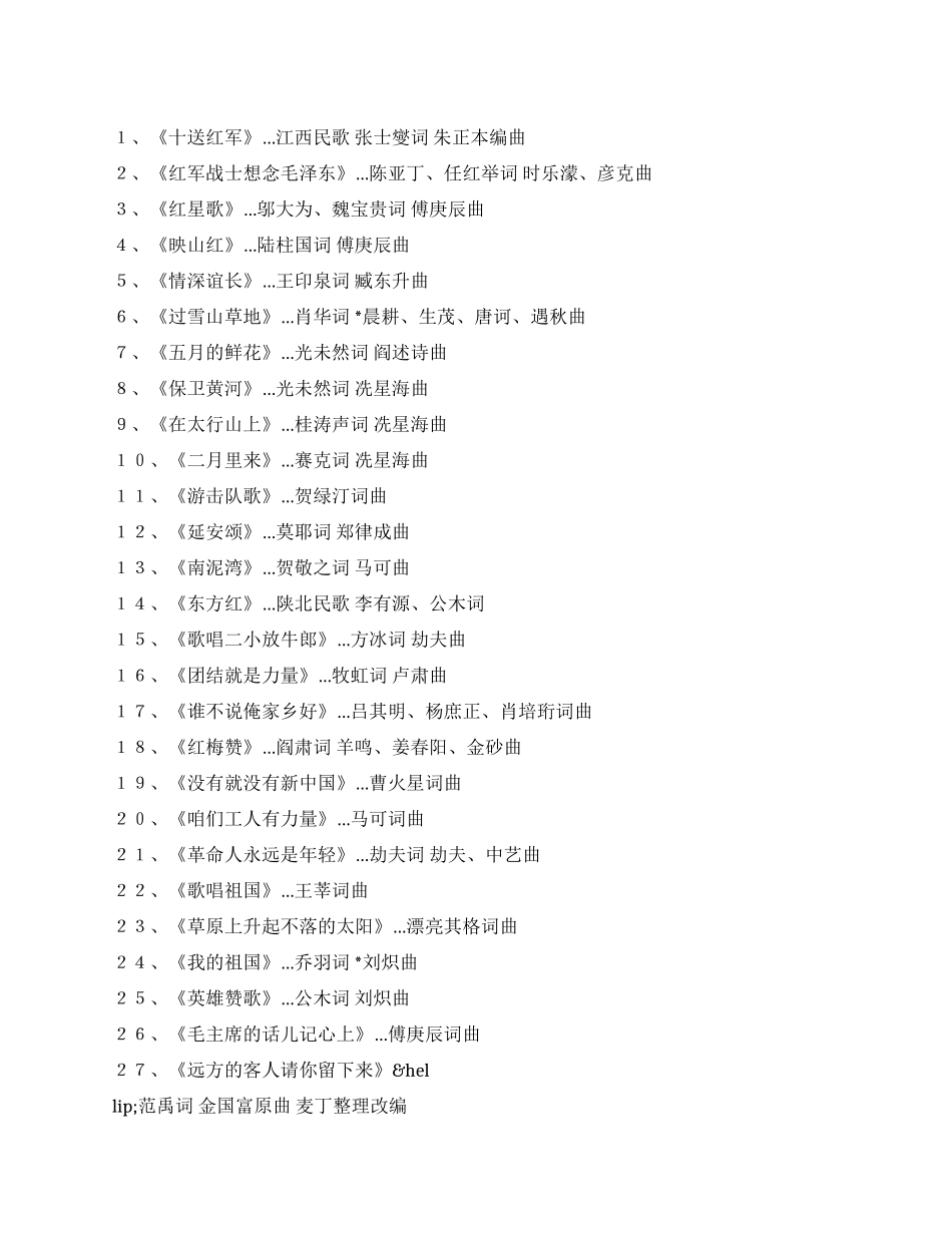 2024庆祝建党90周年红歌推荐100首_第1页