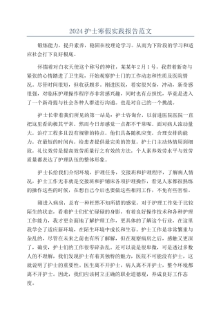 2024护士寒假实践报告范文
