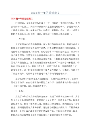 2024新一年的总结范文