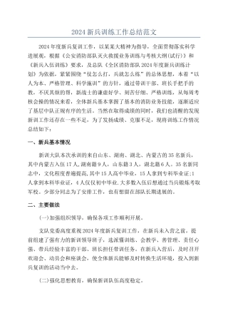 2024新兵训练工作总结范文