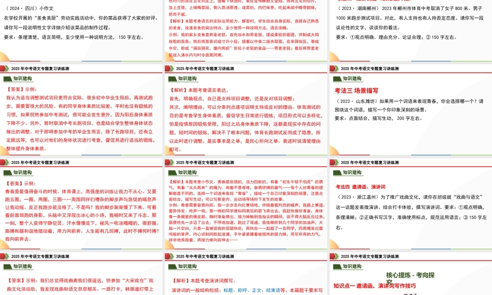 4 小作文写作（场景描写、说明文片段、议论性片段、邀请函、演讲词）（课件）