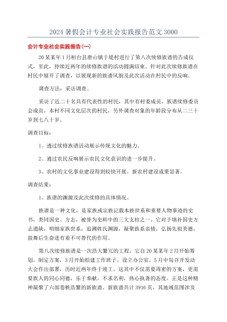 2024暑假会计专业社会实践报告范文3000