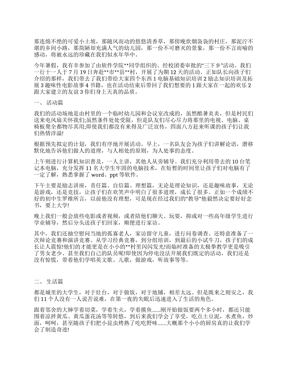 2024暑期三下乡实践总结_第1页