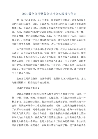 2024最全公司财务会计社会实践报告范文