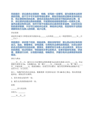 2024最新借贷纠纷起诉状范本