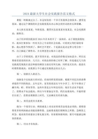 2024最新大学生社会实践报告范文格式