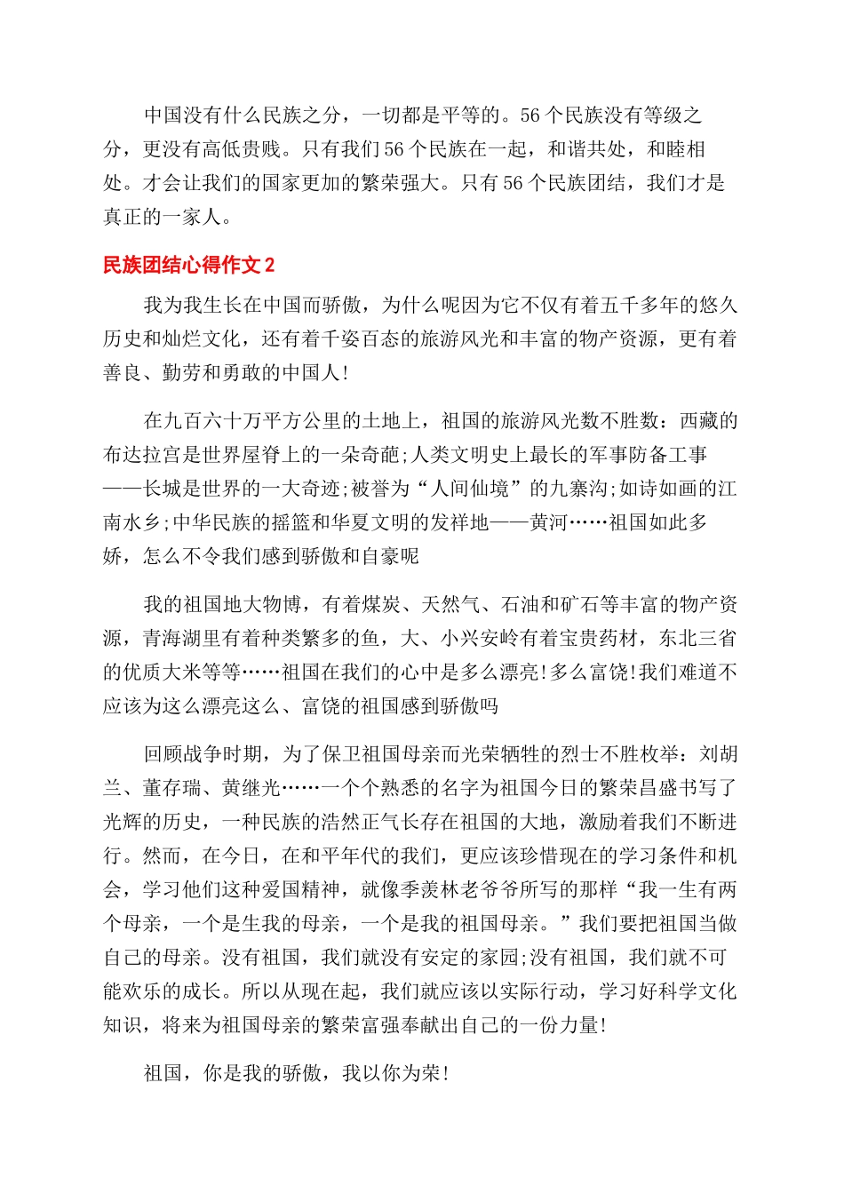 2024最新民族团结心得作文范文-民族团结心得精选随笔_第2页