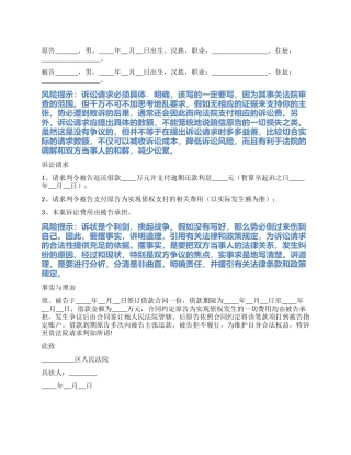 2024最新追偿权纠纷起诉状范本