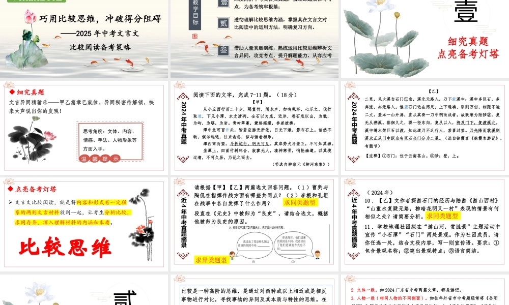 2025年中考语文二轮专题复习：《文言文阅读——对比阅读备考策略》