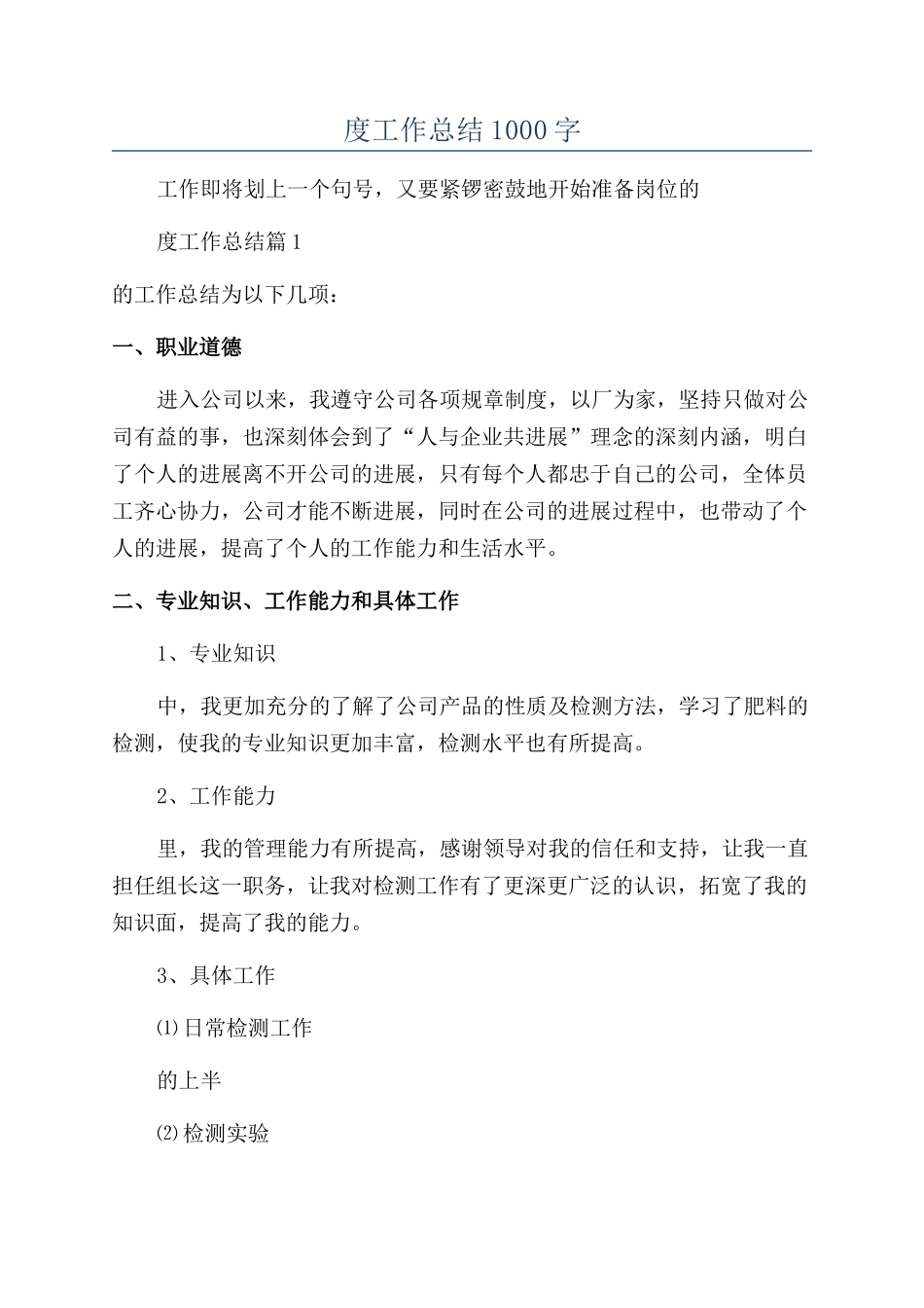 2024检测员半年度工作总结1000字_第1页