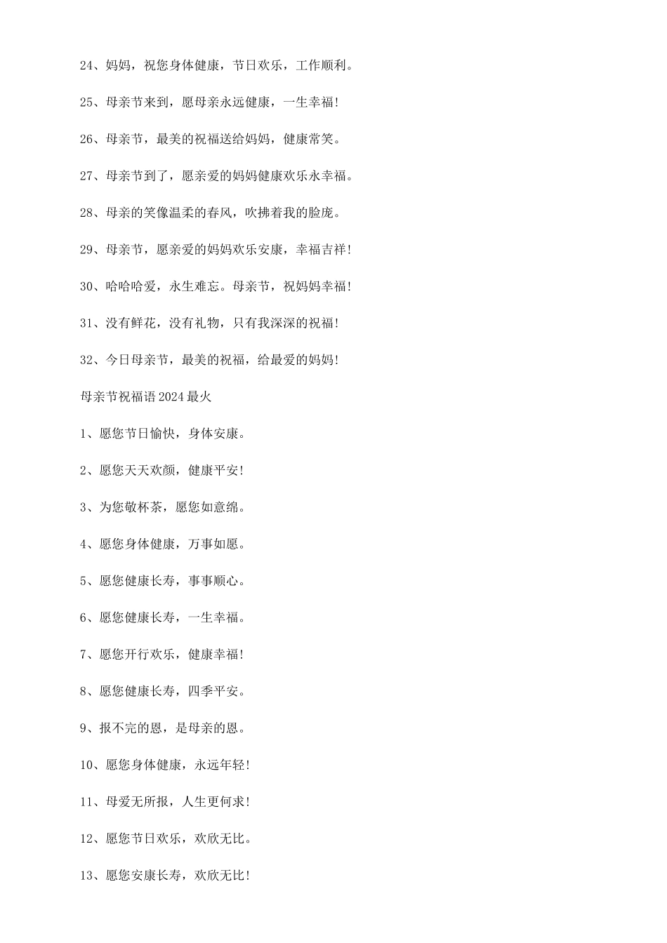 2024母亲节祝福语80句_第3页