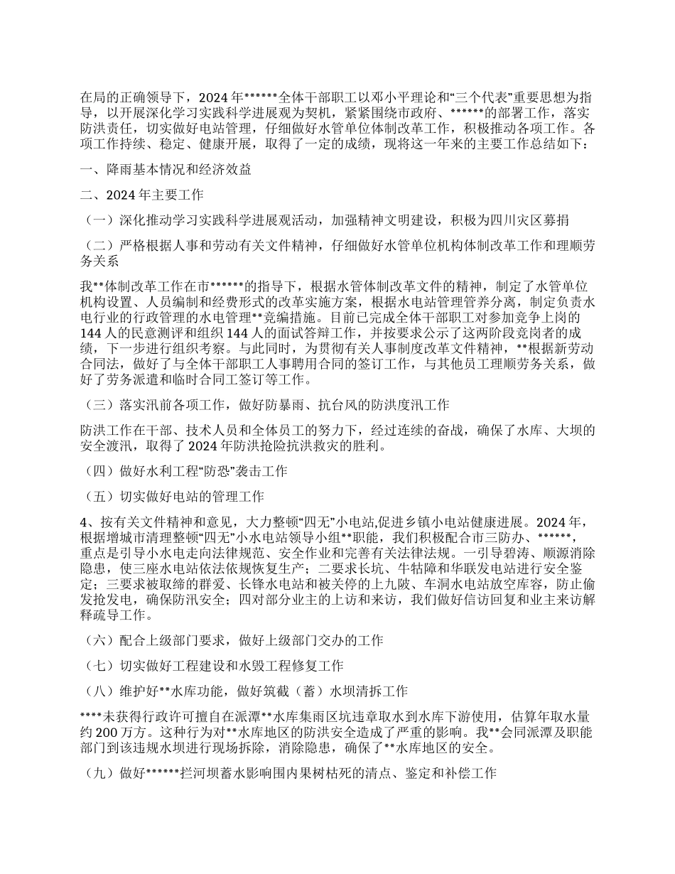 2024水电站工作总结_第1页