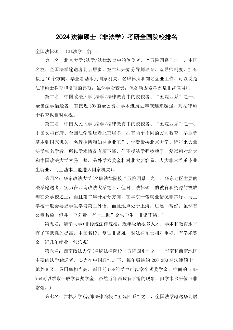 2024法律硕士考研全国院校排名_第1页