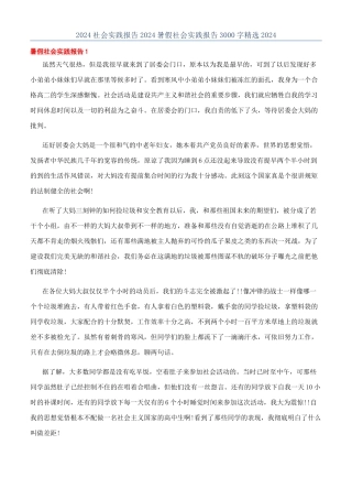 2024社会实践报告2024暑假社会实践报告3000字精选2024