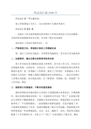 2024统计年终总结汇报2500字