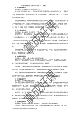 2024考研择校-力荐17个非211牛校
