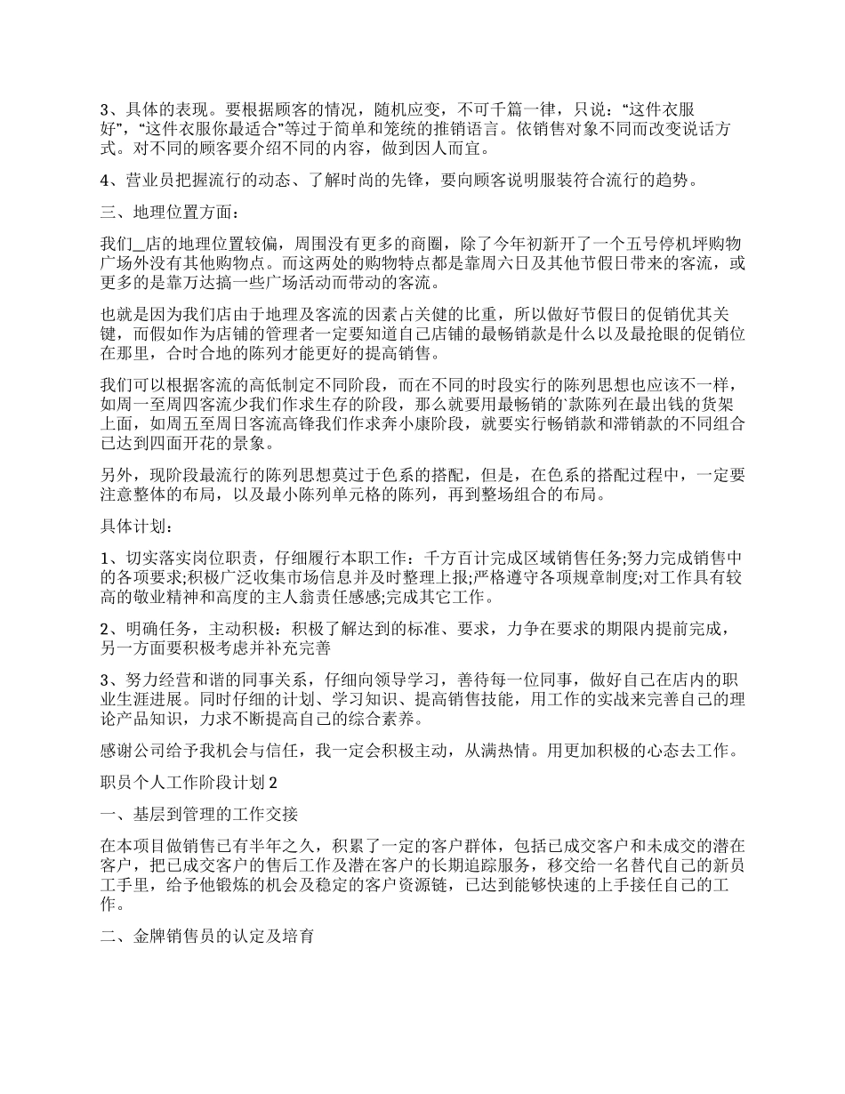 2024职员个人工作阶段计划模板_第2页