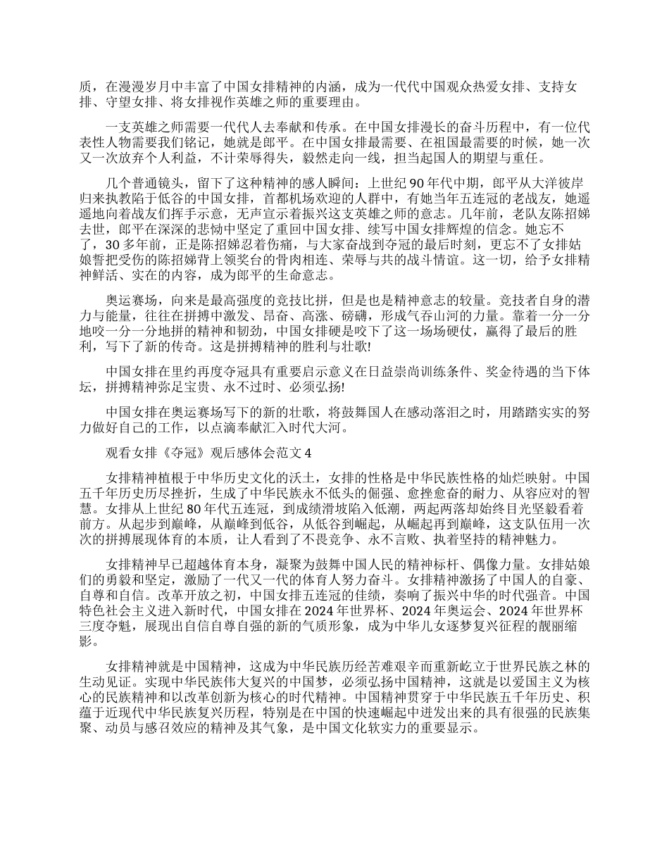 2024观看女排《夺冠》观后感体会5篇_第3页