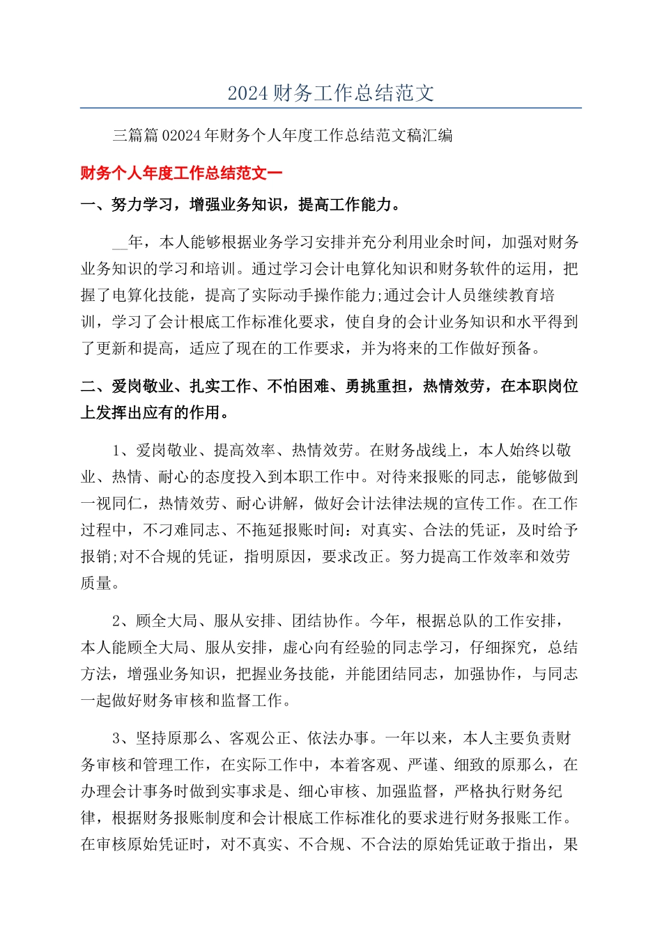 2024财务工作总结范文_第1页