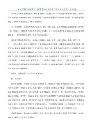 2024追梦吧少年希望工程圆梦行动观后感五篇大全少年读后感20字
