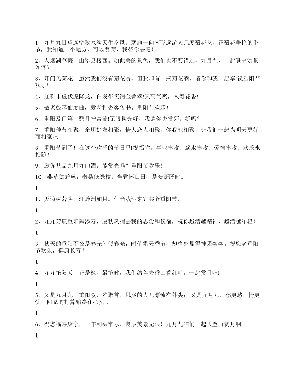 2024重阳节手机祝福语大全_第1页
