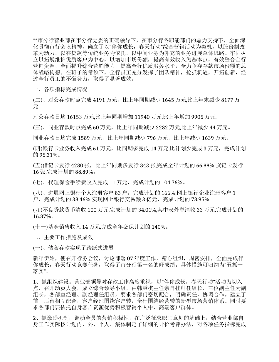 2024银行营业部工作总结_第1页