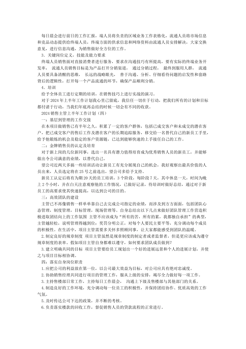 2024销售主管上半年工作计划_第3页