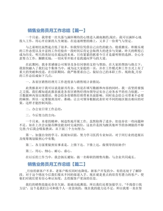 2024销售业务员月工作总结范文最新五篇大全