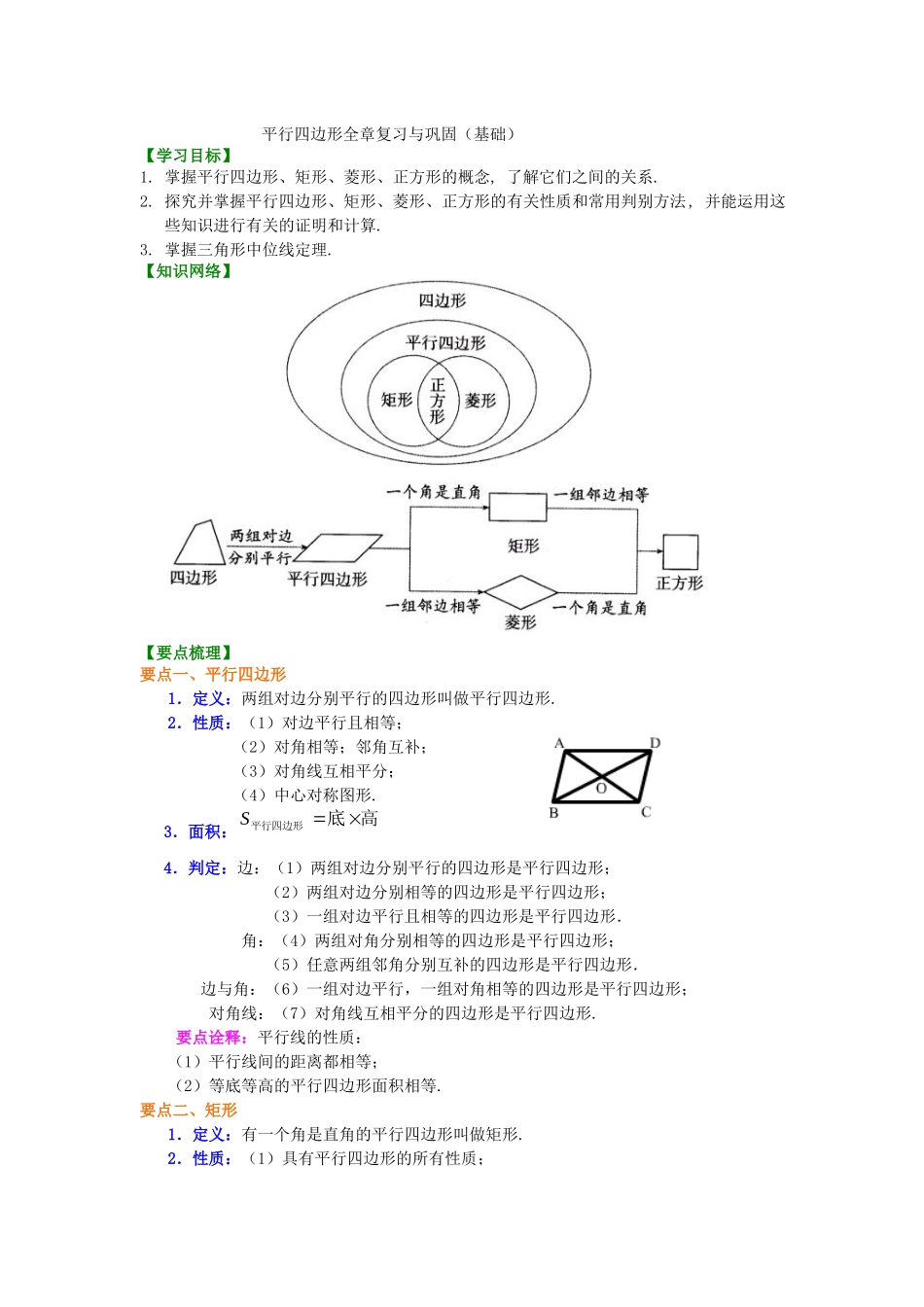 23平行四边形全章复习与巩固知识讲解_第1页