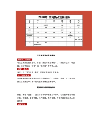 3月热点营销日历