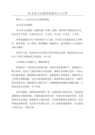 5D企业文化模型规划Word文档