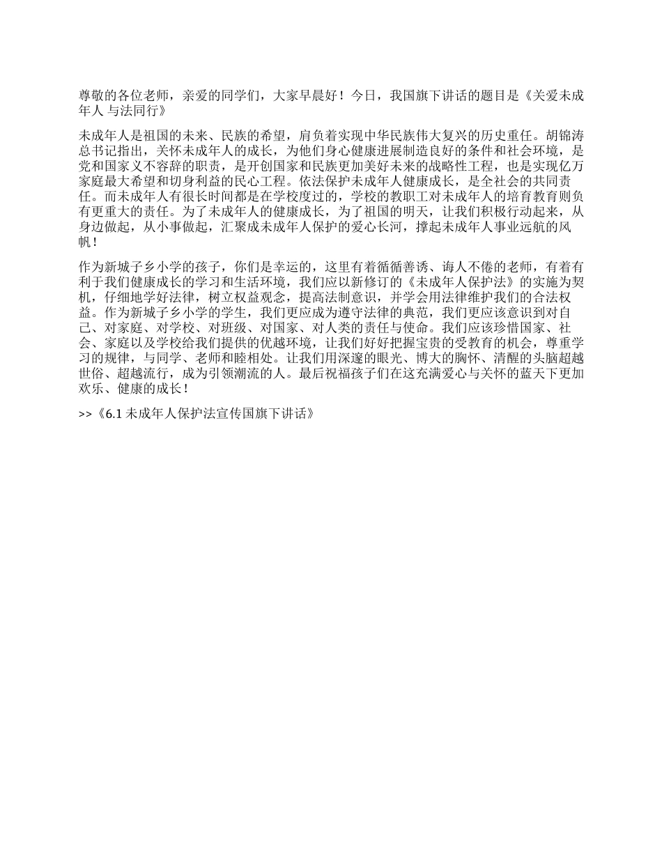 61未成年人保护法宣传国旗下讲话_第1页