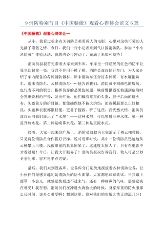 9消防特别节目《中国骄傲》观看心得体会范文6篇