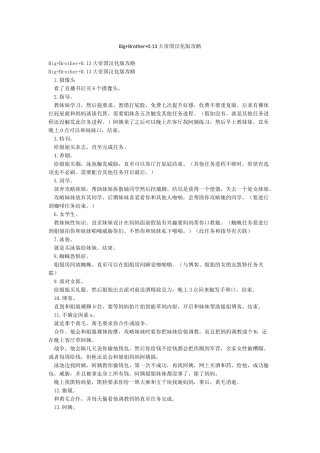 BigBrother013大帝国汉化版攻略